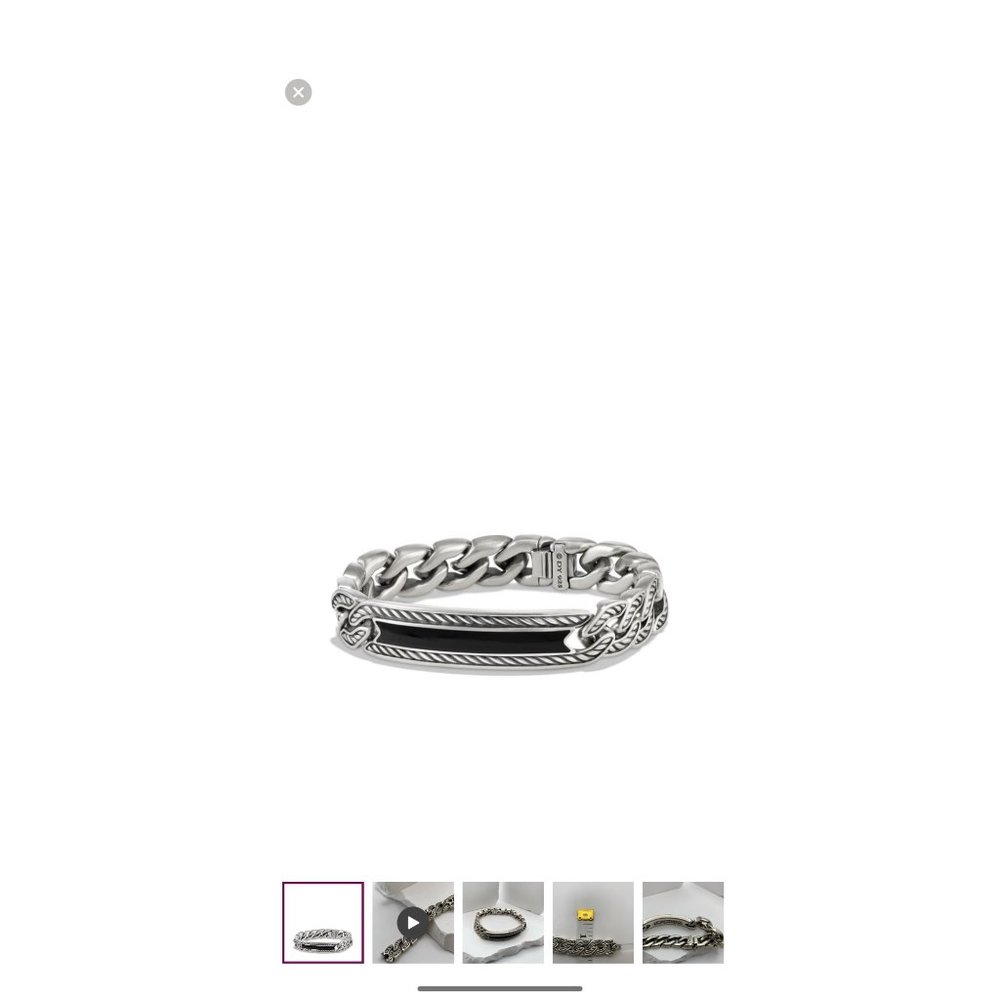 David yurman Motif Cuban Link 925 Sterling Silver Onyx Stone Men's Brace…